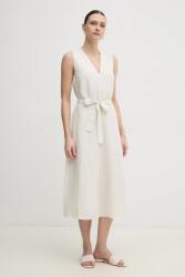 Calvin Klein ruha vászonkeverékből bézs, midi, harang alakú, K20K208424 - bézs 40