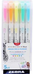 Zebra Mildliner Brush Fluorescent 5db-os kettős végű ecset marker (79105) - bestbyte