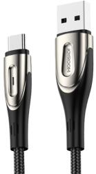 JOYROOM SHARP adatkábel (USB - Type-C, gyorstöltő, 300cm, nylon, törésgátló, cipőfűző, LED jelzés) FEKETE S-M411_B_TYPE-C300 (S-M411_B_TYPE-C300)