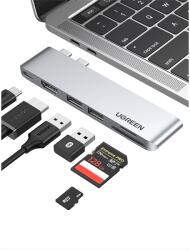 UGREEN Dokkoló állomás 6 az 1-ben, 4Kx2K30Hz, USB 3.0 HUB, HDMI, USB-C, USB-A, 5Gbps, szürke 80856 (80856)