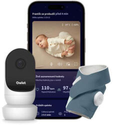 Owlet Dream Sock okos zokni 0-18 hónapig + Owlet Cam 2 kamera - Éjkék (810099090932)