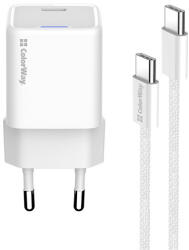 ColorWay AC töltő GaN Mini CW-CHS054PDC-WT 30W PD port PPS USB-C fehér + kábel Type-C