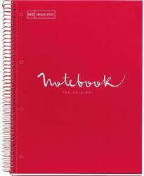 Miquelrius Emotions Spirálfüzet A4 PP 5x24 lapos kockás piros (A152387400)