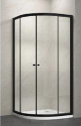 Balneum fekete íves zuhanykabin premium zuhanytálcával 80x80 (MR-5003-80-Black + MR-804)