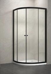 Balneum fekete íves zuhanykabin zuhanytálcával 90x90 (MR-5003-90-Black)