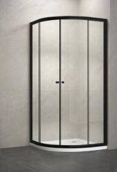 Balneum fekete íves zuhanykabin zuhanytálcával 80x80 (MR-5003-80-Black)