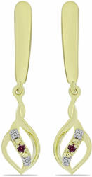  Arannyal Bevont Ezüst Fülbevaló Bíbor Gyémánttal és Fehér Gyémánttal, Y59926