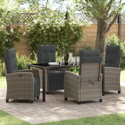 vidaXL 5 darabos kerti vacsora szett szürke poli rattan (VD3380438)