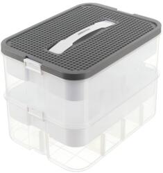 KRUZZEL Tárolódoboz építőjátékhoz, 15 l, 2 szintes