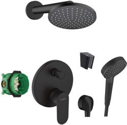 Hansgrohe - Set de duș cu baterie încastrată, cu corp, diametru 20 cm, 2 jeturi, negru mat SANI21HHH412 (SANI21HHH412)