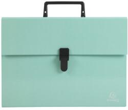 Exacompta Aquarel bővíthető aktatáska, fogantyú, kapcsos zárással, karton, 18 többszínű rekesszel, A4, Pasztell zöld (EMG56763E)