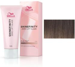 Wella Shinefinity Zero Lift Glaze félig permanens áttetsző festék, 04/07 Bitter Chocolate közepes natúr szatén, 60 ml