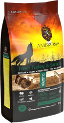 AMBROSIA Dog Grain Free Senior, Light & Sterilized - Fresh Turkey & Salmon (2 x 12 kg) 24kg