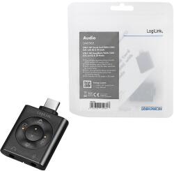 LogiLink USB-C Audio Adapter, USB-C/M to 2x3.5mm/F, virtual 7.1, black (UA0365)
