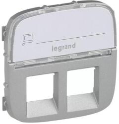 Legrand Valena Allure 2xRJ11/RJ45 aljzat burkolat címketartóval, Alumínium (755487) (755487)