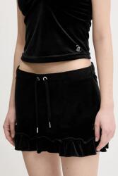 Juicy Couture bársony szoknya RUFFLE fekete, mini, harang alakú, JCWGS125328 - fekete M