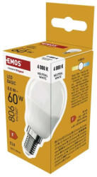 EMOS Basic 8, 8W (60W) E14 806lm 4000K ZL1F48 G45/P45 LED kisgömb izzó (EMOS-ZL1F48)