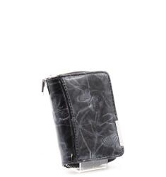 Jennifer Jones fekete / lakk / pillangós kívül cipzáras mini bőr pénztárca 5262-14