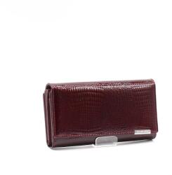 Jennifer Jones bordó lakk krokkómintás belül cipzáras / hátul lehajtós nagy női bőr pénztárca 5199-2