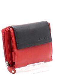Jorita piros / fekete kívül cipzáras közepes bőr női pénztárca 1509