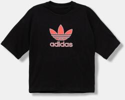 Adidas gyerek pamut póló fekete, nyomott mintás, JV7777 - fekete 164