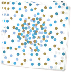 Kék fiús pöttyös-csillagos party papír szalvéta 33x33cm 16db