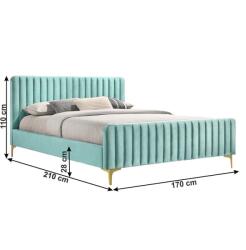  Steppelt bársonyszövet ágykeret, 160x200 cm, menta - PALACE