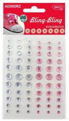 Strasszkő - öntapadós, vegyes méretben, 66db/cs - Rózsaszín 00007