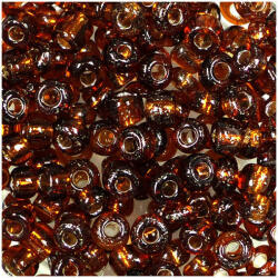  Kásagyöngy, átlátszó, ezüst béléssel, 4mm, 10gr - Barna 1100-4079