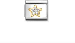 Nomination Fehér glitter csillag arany foglalatban charm