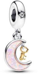 Pandora ékszer Kéttónusú hold és kulcs függő charm 762985C01