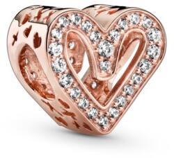 Pandora ékszer Csillogó aszimmetrikus szív rozé charm 788692C01