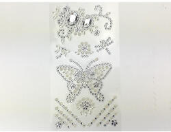  Öntapadós flitter lepkés ezüst - papelito