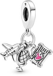 Pandora ékszer Repülő földgömb bőrönd ezüst charm 799435C01