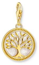 Thomas Sabo 18K arannyal bevont ezüst családfa charm fehér tűzzománccal