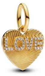 Pandora ékszer Gravírozható shine szív charm LOVE felirattal 763604C01