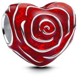 Pandora ékszer Piros tűzzománcos rózsa ezüst charm 793673C01