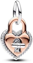 Pandora ékszer Kéttónusú lakat dupla függő charm 783079C01