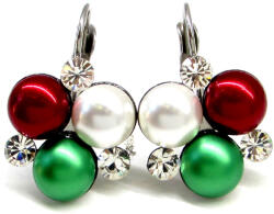 ÓRIÁS DÍSZES TRIPLA XENA fülbevaló - 16 mm (Nemzeti piros, fehér , zöld) (2025062302)