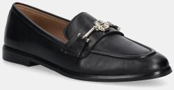 BOSS bőr mokaszin Helyan fekete, lapos talpú, 50548788 - fekete Női 36