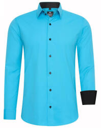 RUSTY NEAL cămașă bărbați R-44 cu mânecă lungă, slim fit Turcoaz M