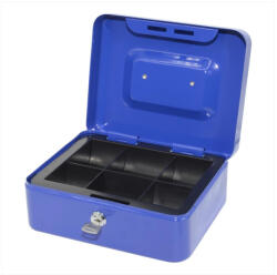  Bluering PNZK3 fém pénzkazetta, 6 rekeszes, 2 kulcs, kék (PNZK3)