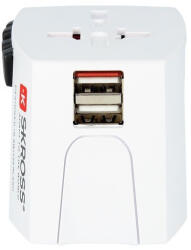SKROSS MUV USB világutazó hálózati csatlakozó átalakító, beépített USB töltővel (2 USB A bemenettel) (95930-SKR-MUVUSB2400MA)