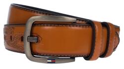 NANO BELTS Curea barbati, eleganta pentru costum, latime 3.7cm, maro coniac, piele eco premium - CK100CON