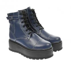 CIUCALETI Bocanci dama bleumarin, imblaniti, din piele naturala, cu talpa groasa de 5cm - G215BLM, marimea 40