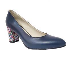 Ninna Art Shoes Pantofi eleganti dama, albastri, din piele naturala box, toc 6 cm - NA87ALBASTRU, marimea 37