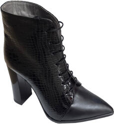 Ninna Art Shoes Ghete dama elegante negre din piele naturala croco si box - NA0123, marimea 40