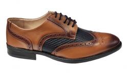 Ciucaleti Pantofi barbati Derby din piele naturala Maro Deschis cu Negru 993MDBLM, marimea 40