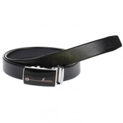 Lucianis Style Curea din piele pentru barbati, catarama metalica fara ac, latime 3.5 cm, lungime reglabila, negru - LS205SBR