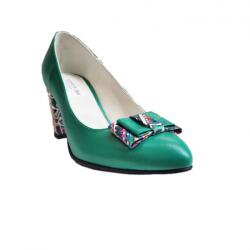 Ninna Art Shoes Pantofi eleganti dama, verzi, mozaic, din piele naturala box, toc 6 cm - NA41V, marimea 35